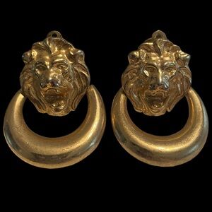 Vintage Lion Head Door Knocker Earrings